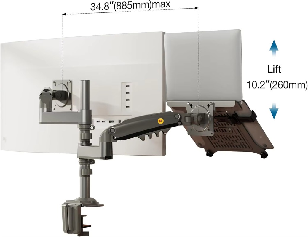 Dual Arm 2 in 1 Combo Laptop M - Adjustable Monitor Mount 리뷰 및 가격