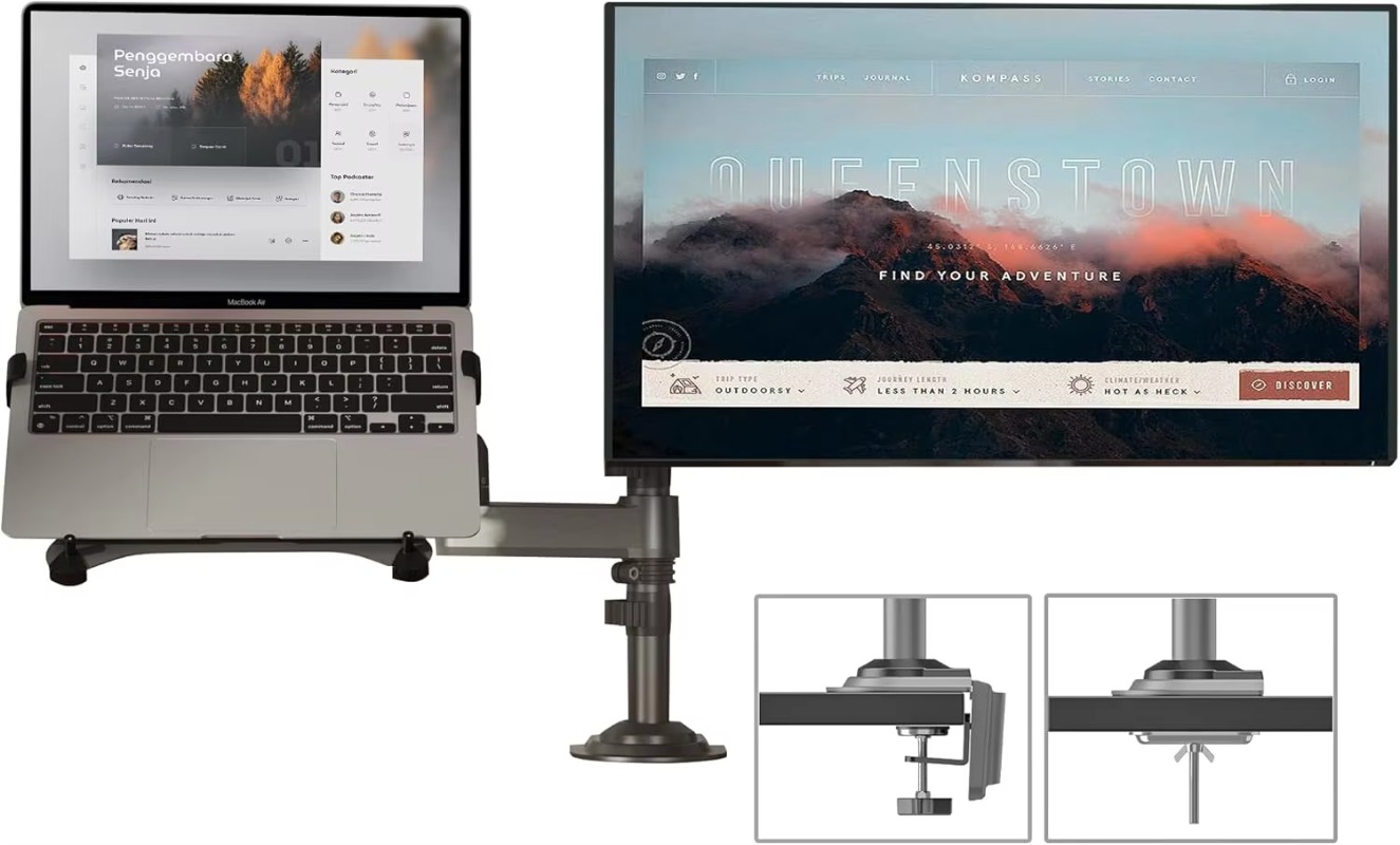 Dual Arm 2 in 1 Combo Laptop M - Adjustable Monitor Mount 리뷰 및 가격