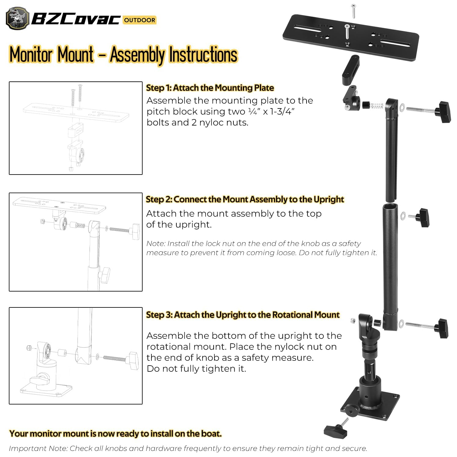 Marine Anodized Aluminum Monit - Adjustable Monitor Mount 리뷰 및 가격