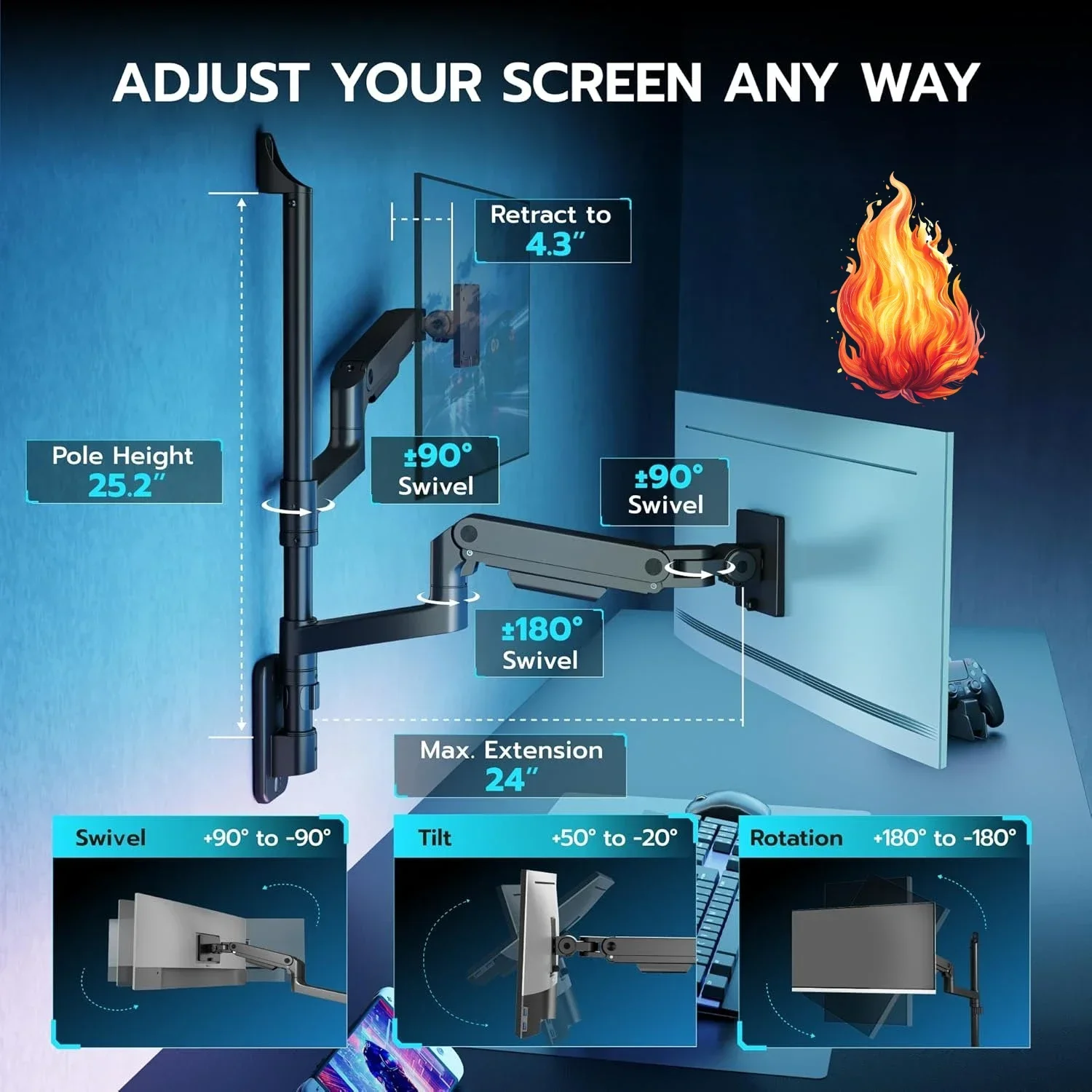 Dual Monitor Wall Mount for 17 - Adjustable Monitor Mount 리뷰 및 가격