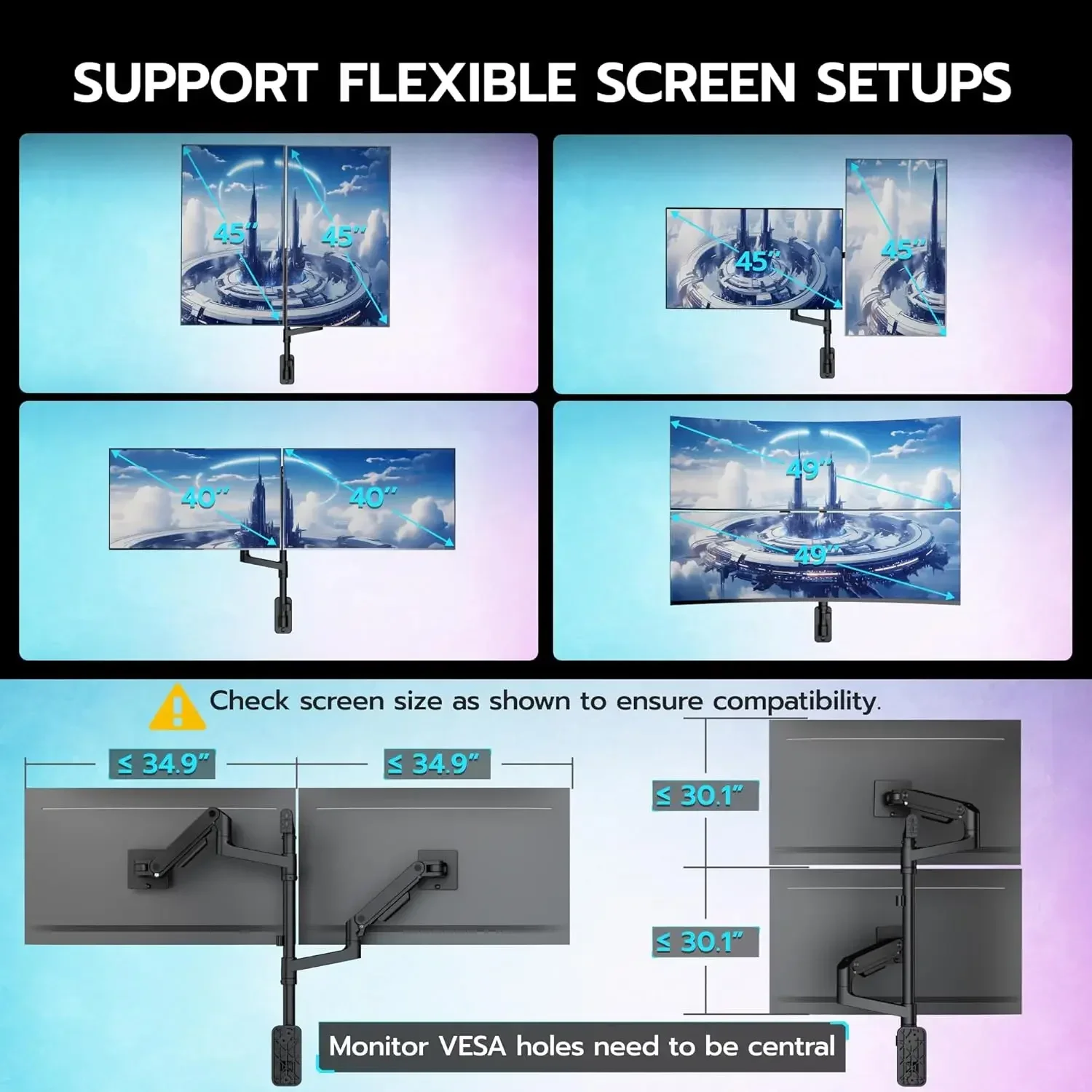 Dual Monitor Wall Mount for 17 - Adjustable Monitor Mount 리뷰 및 가격